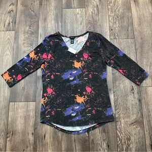 Rue 21 Art Paint Splatter Soft Top Juniors Size XL Black Multicolor